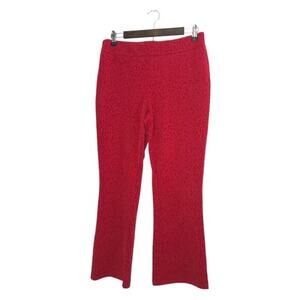 NANETTE LEPORE Textured Leopard Print Straight Leg Pants Red Stretch Size M